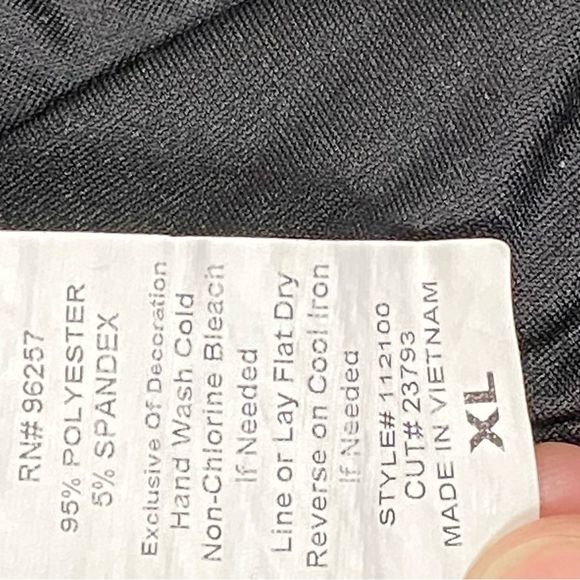 PerSception Concepts Womens Black Short Sleeve Tapered 2 Button V Neck Blouse XL - Picture 8 of 10